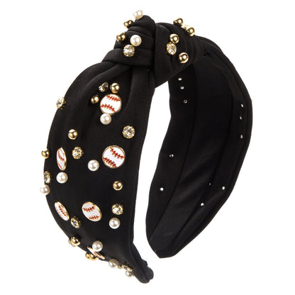 Trendy Pearl Decorated Fabric Headband Wide-Brimmed Hairband Hair Accessary for Women Girl Ladies