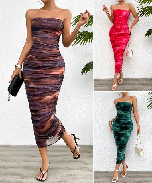 Women Summer Bodycon Dresses Sleeveless Printed Mesh Dresses/1-1-1-1