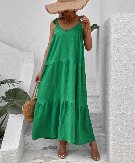 Women Summer Vacation Dresses Sleeveless Solid Color Loose Long Maxi Dresses/1-1-1-1