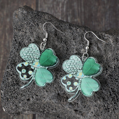 Green Four-leaf Clover Earring Retro Style Jewelry