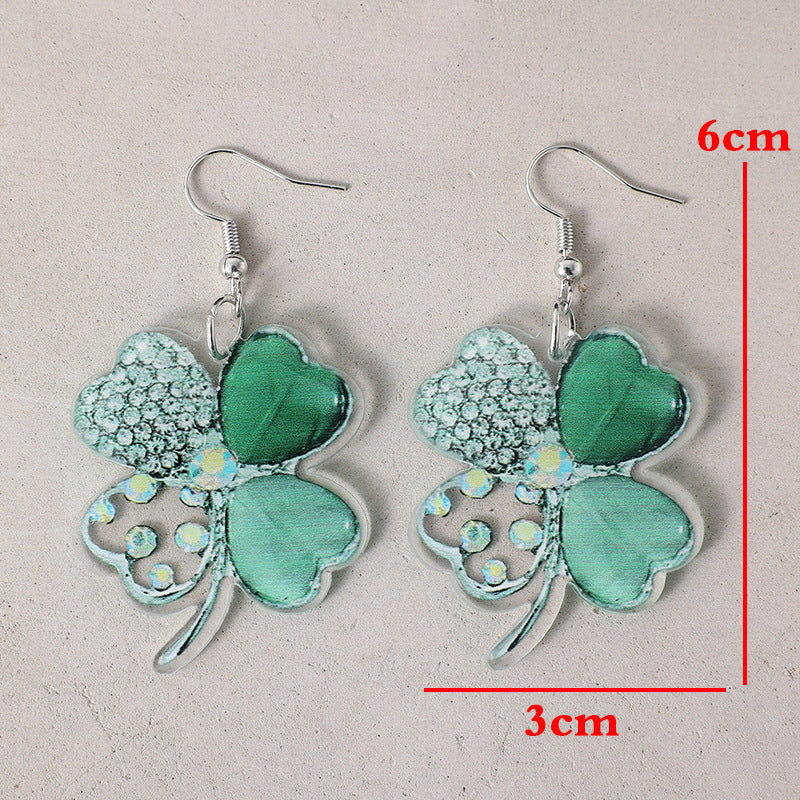 Green Four-leaf Clover Earring Retro Style Jewelry