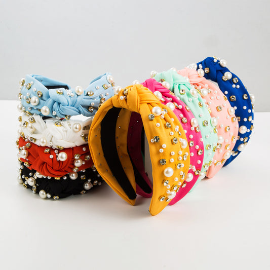 Women and Girl Fashionable Korean Style Wide-Brimmed Headband with Rhinestone and Pearl