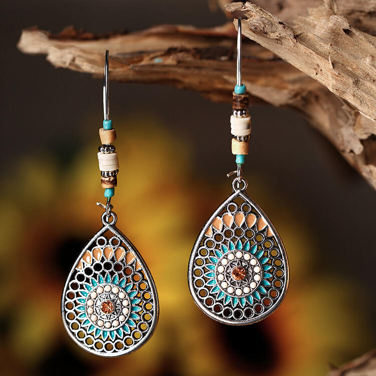 Bohemia Retro Cut Out Drop Shaped Earring Boho Jewelry/ 2 pcs Per Package