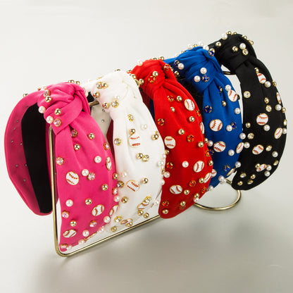 Trendy Pearl Decorated Fabric Headband Wide-Brimmed Hairband Hair Accessary for Women Girl Ladies