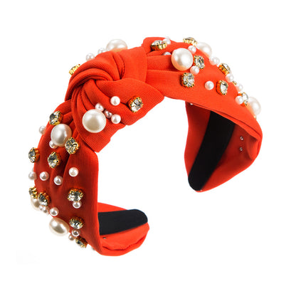 Women and Girl Fashionable Korean Style Wide-Brimmed Headband with Rhinestone and Pearl