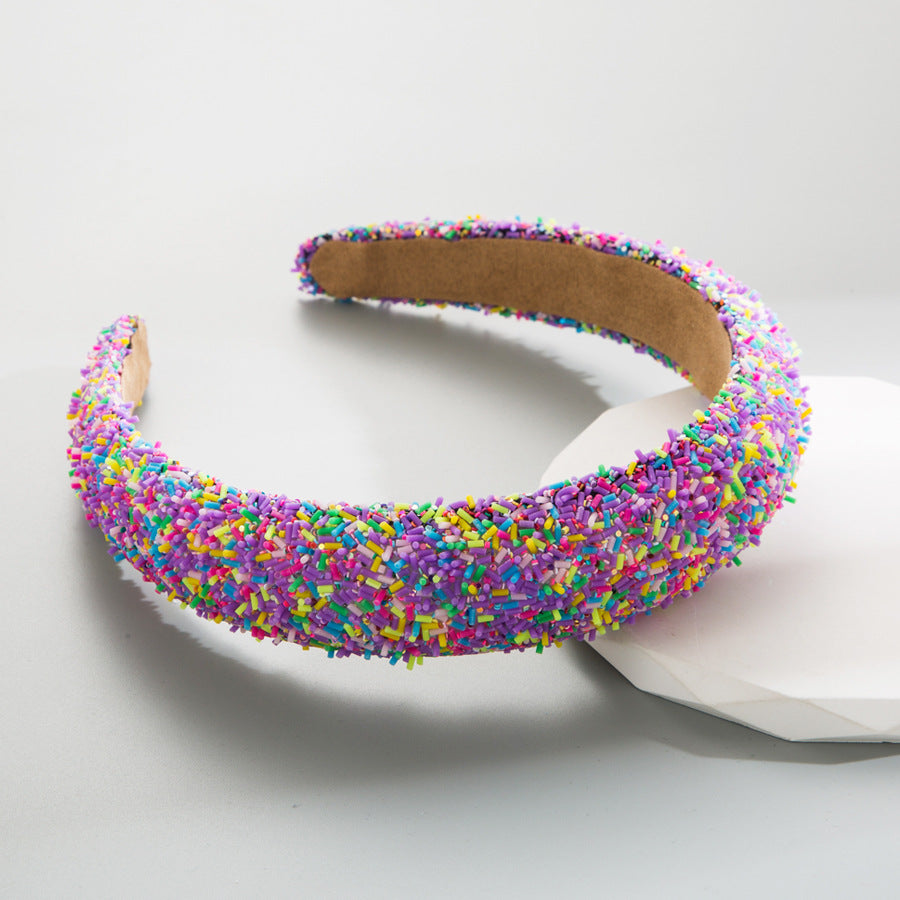 Fashionable Colorful Seed Beaded Wide Headband for Women and Girl