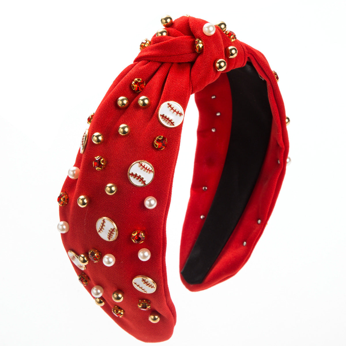 Trendy Pearl Decorated Fabric Headband Wide-Brimmed Hairband Hair Accessary for Women Girl Ladies