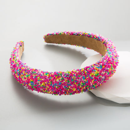 Fashionable Colorful Seed Beaded Wide Headband for Women and Girl