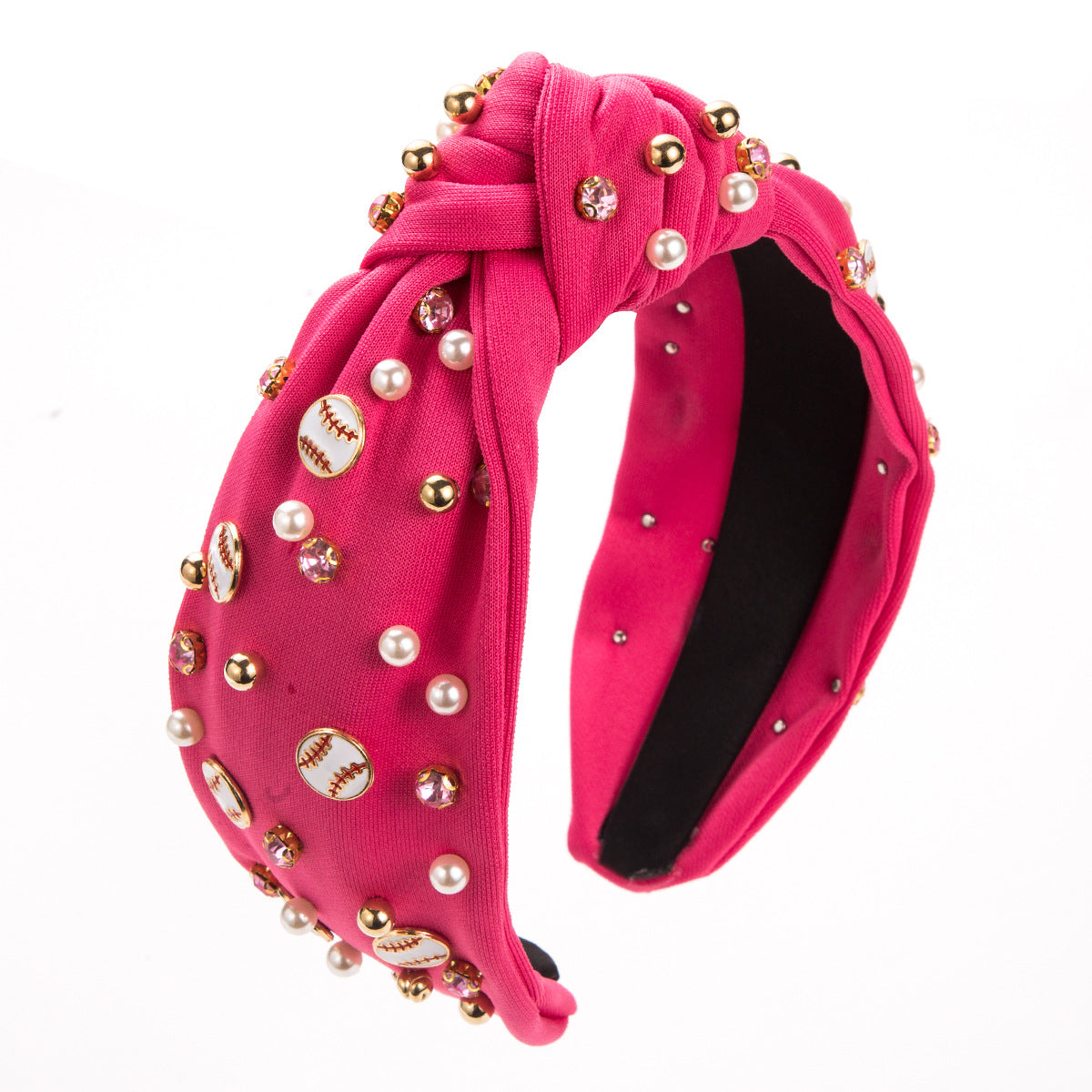 Trendy Pearl Decorated Fabric Headband Wide-Brimmed Hairband Hair Accessary for Women Girl Ladies