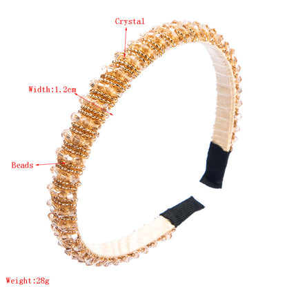 Luxury Diamond Artificial Crystal Hoop Beads Headband Party Hair Accessary for Women Girl 12mm