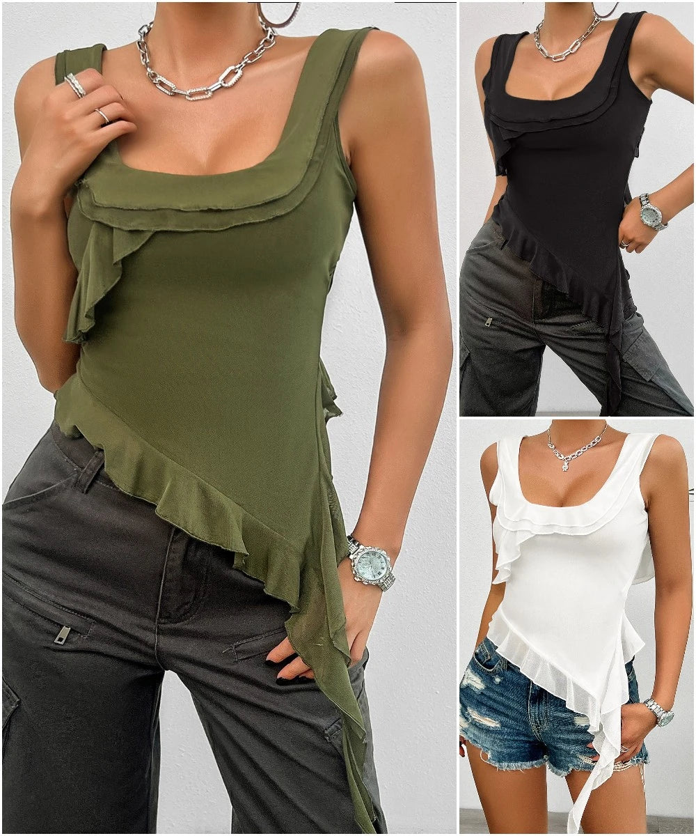 Women's Casual Strap Top Y2k Bandeau Cropped Top Camisole Shirt  Vest Tank Top / 1-1-1-1