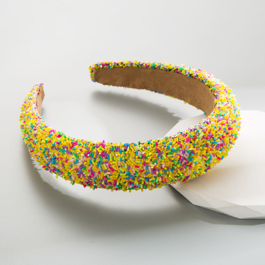 Fashionable Colorful Seed Beaded Wide Headband for Women and Girl